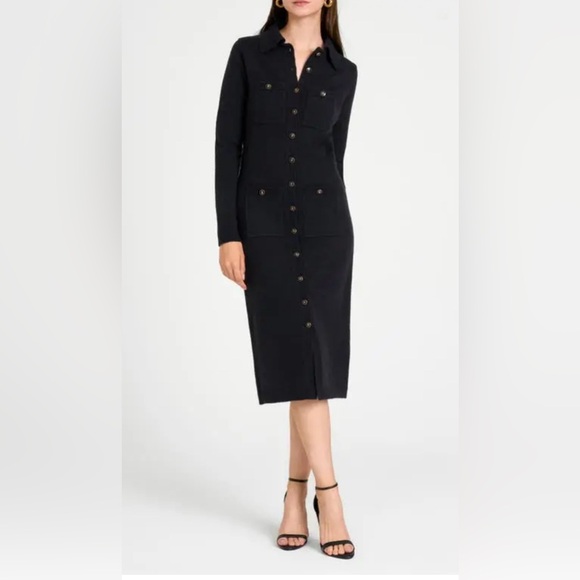 WAFY Morgan Long Sleeve Midi Sweater Dress - Black - Picture 1 of 9